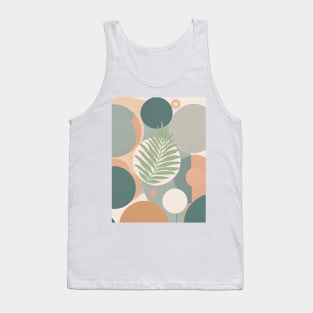 Scandinavian Art Mid Century Modern Abstract Beige Geometric Boho Leaf Tank Top